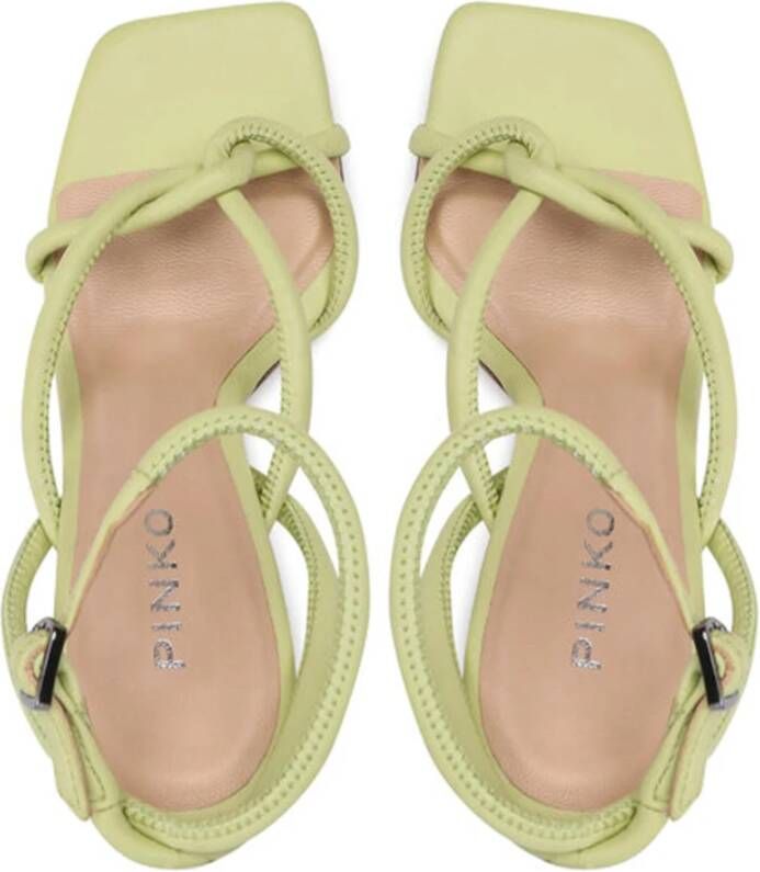 pinko Leren sandaal met 9 cm hak Green Dames