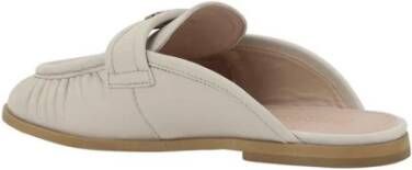 pinko Loafer-Stijl Leren Muiltjes met Love Birds Plaque Beige Dames