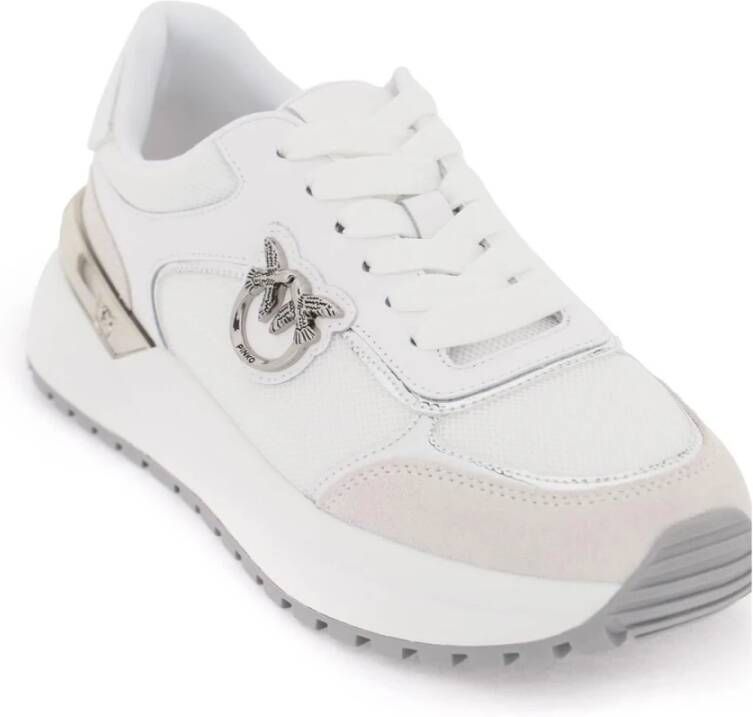 pinko Love Birds Mesh Sneakers White Dames