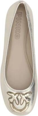 pinko Metallic Finish Ballerina's met Iconic Logo Gray Dames