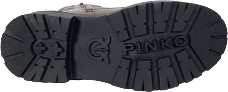 Pinko Mia Enkellaars Leer Monogram Tabak