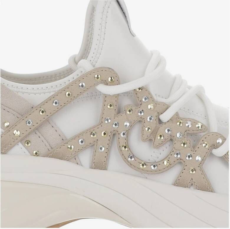 Pinko Rhinestone Nylon Lace-Up Sneakers