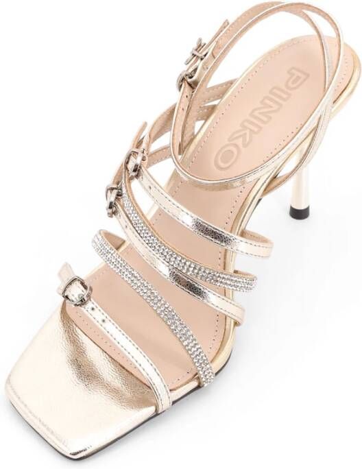 Pinko Rhinestone Strap Lisa leren sandalen