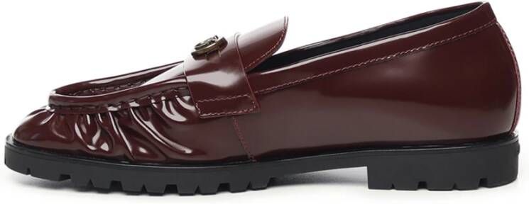 Pinko Rode Leren Platte Schoenen