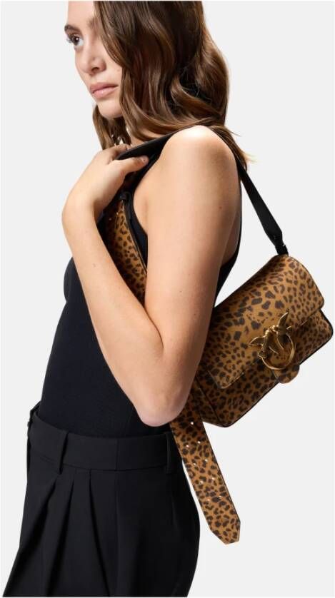 Pinko Slouchy Mini Mezzo Suède Print Tas