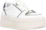 Pinko Contrasterende Leren Platform Sneakers White Dames - Thumbnail 2