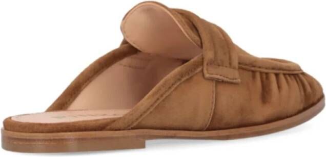 pinko Suede Logo Mules Sandalen Brown Dames