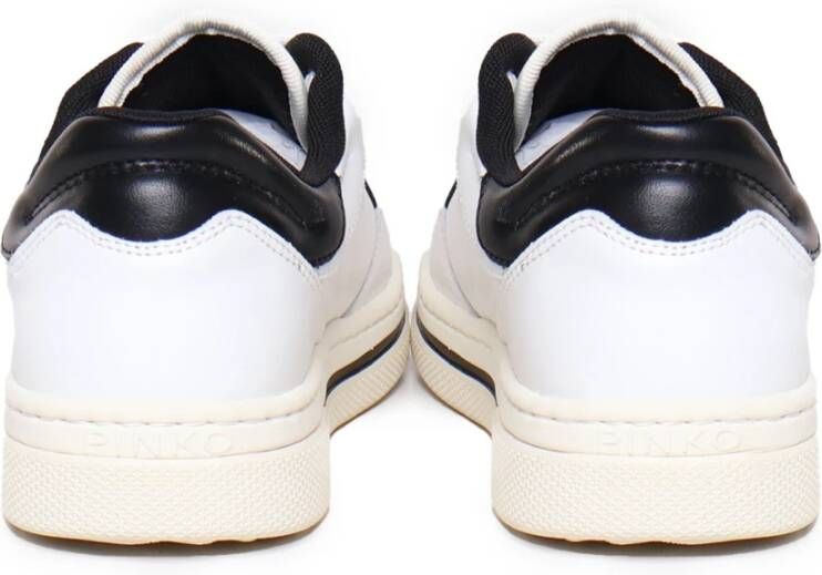 pinko Wit Zwart Leren Sneakers met Logo White Dames
