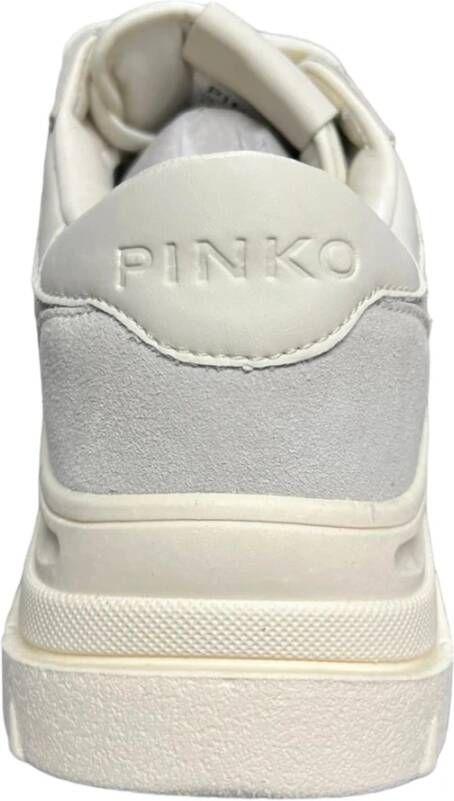 pinko Witte Leren en Satijnen Memphis Sneakers Wit Dames