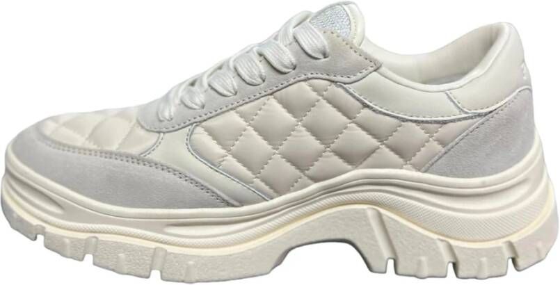 pinko Witte Leren en Satijnen Memphis Sneakers Wit Dames