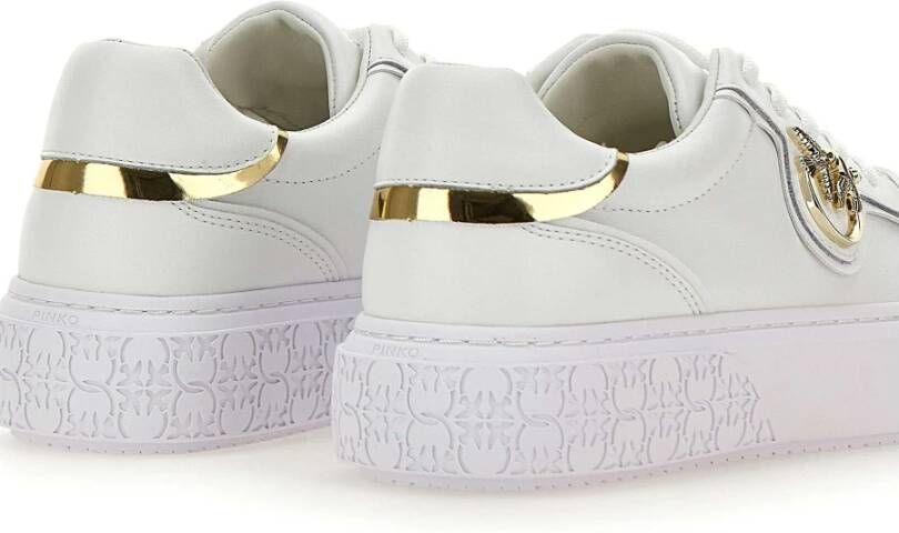 Pinko Witte leren sneakers met Love Birds