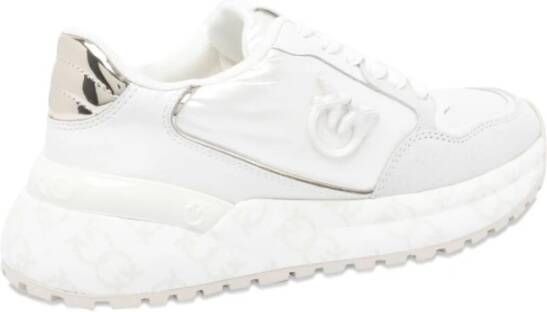 Pinko Witte leren sneakers met Love Birds-logo