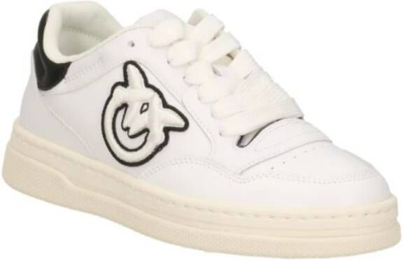 pinko Witte Leren Sneakers met Rubberen Zool White Dames