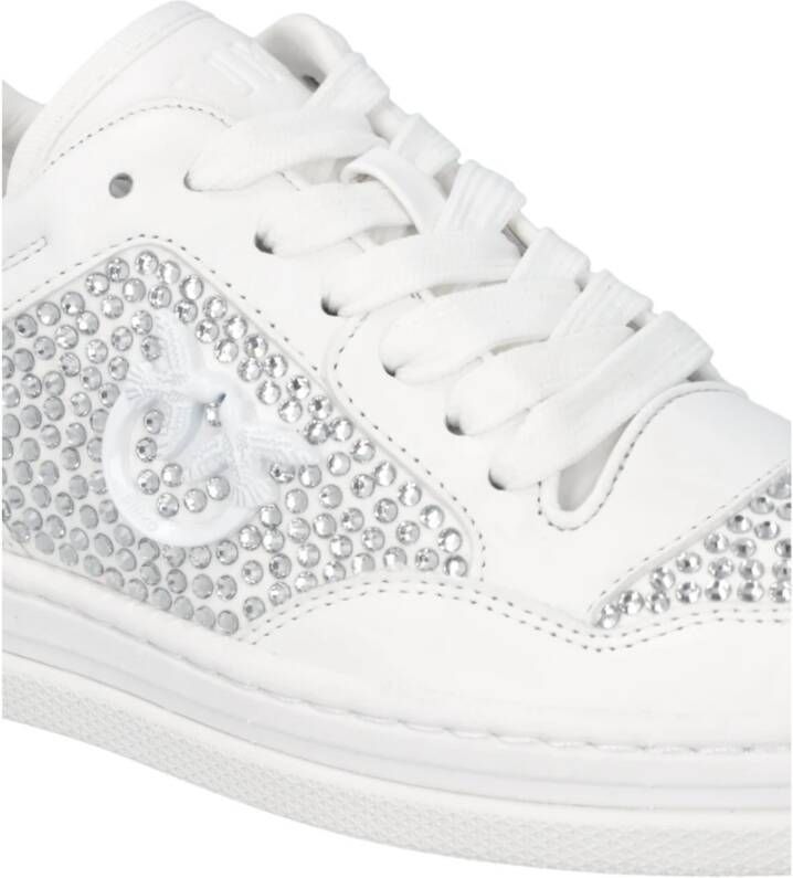 Pinko Witte Leren Strass Sneakers