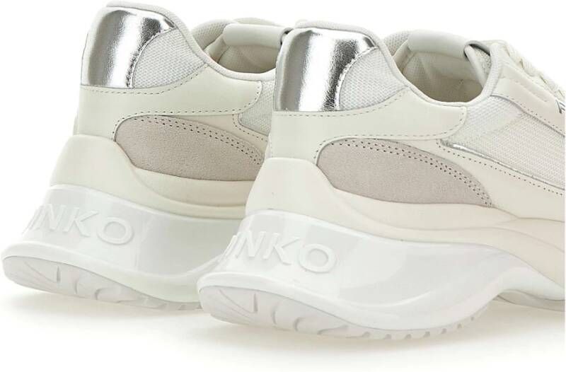Pinko Witte Mesh Sneakers met Metalen Details