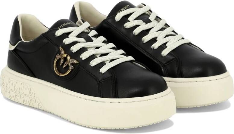 pinko Yoko Leren Sneakers Black Dames