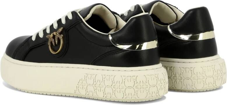 pinko Yoko Leren Sneakers Black Dames