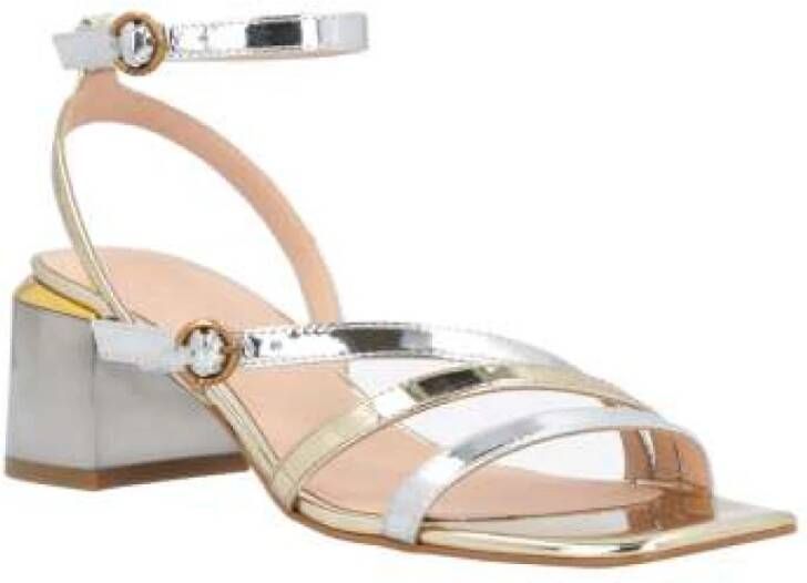 pinko Zilveren en gouden sandalen met chunky hak Gray Dames