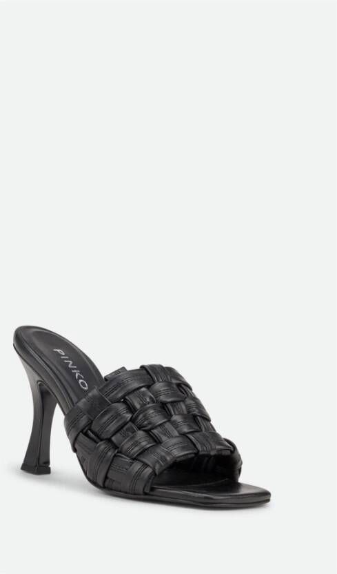 pinko Zwarte Geweven Stiletto Sandaal Black Dames