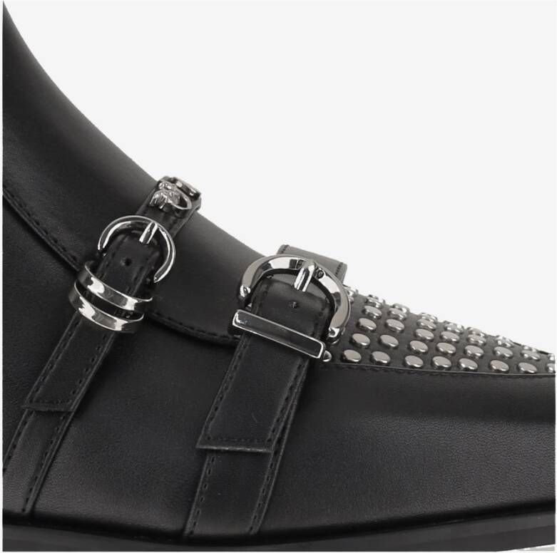 Pinko Zwarte leren enkellaarsjes met metalen details