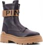 Pinko Zwarte leren enkellaarsjes met rits Black Dames - Thumbnail 3