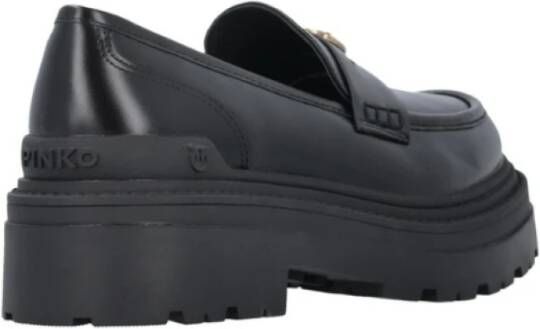 Pinko Zwarte leren instap platte schoenen