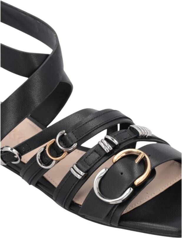 Pinko Zwarte Leren Sandalen Marli 08