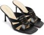 Pinko Zwarte leren slippers met Love Birds Black Dames - Thumbnail 9