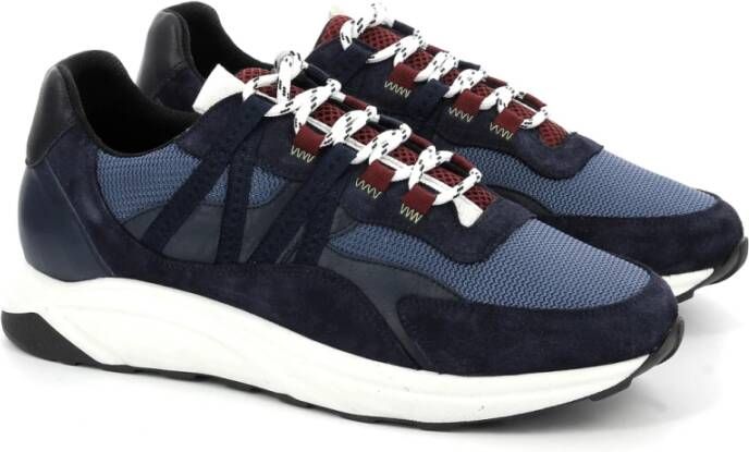 Piola Ica Lage Sneakers Leren Vetersluiting Blue Heren