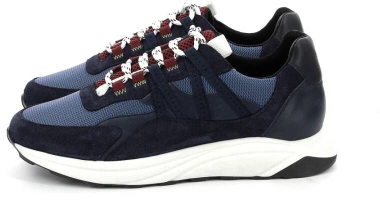 Piola Ica Lage Sneakers Leren Vetersluiting Blue Heren