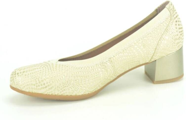 Pitillos Beige Goud Print Pump 3cm Yellow Dames