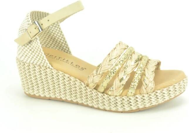 Pitillos Beige+Raffia Sand. AG. koordZ. Beige Dames