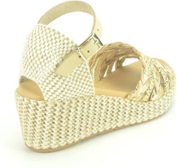 Pitillos Beige+Raffia Sand. AG. koordZ. Beige Dames