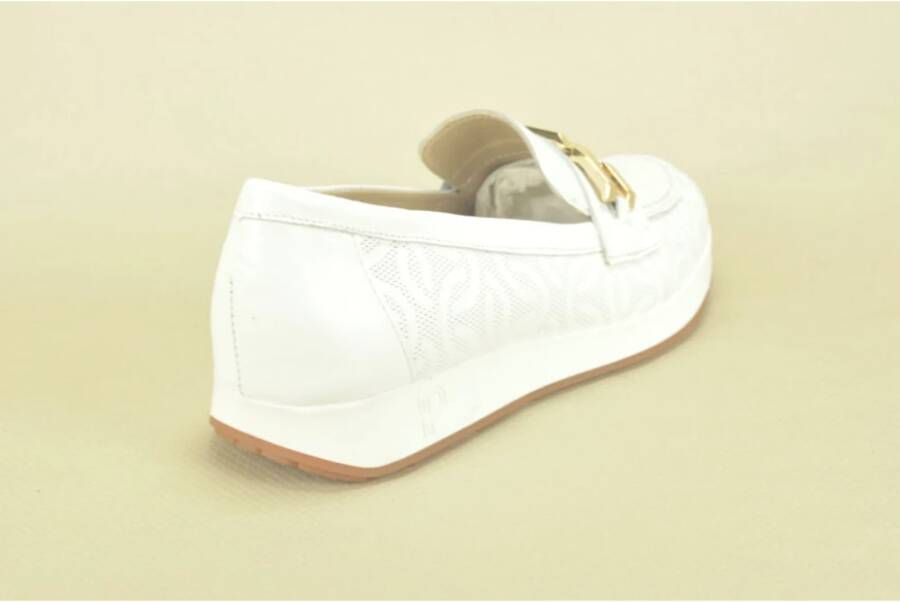 Pitillos Wit Print Moccassin +Gar. White Dames