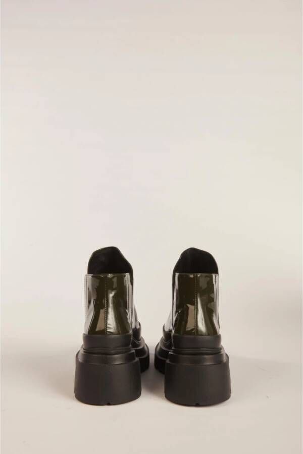 Plan C Chunky Groene Lakleren Enkellaarsjes