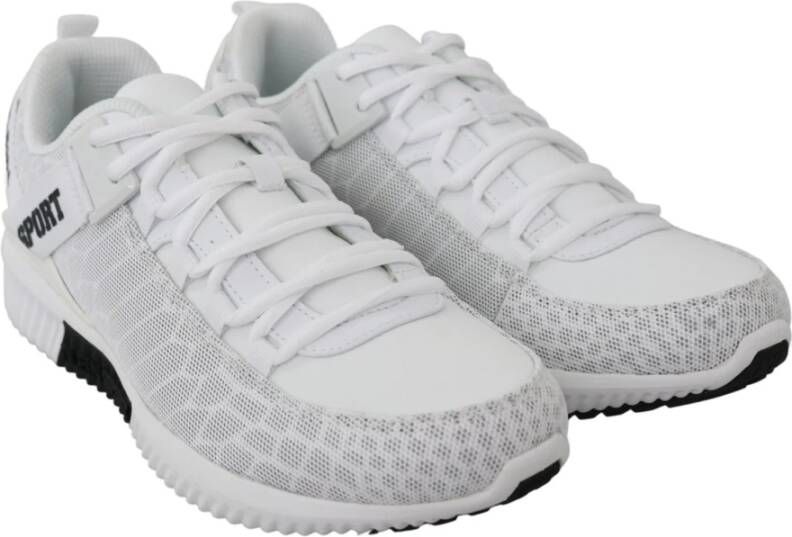 Plein Sport Authentic White Polyester Adrian Sneakers Shoes Wit Heren