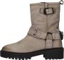 Poelman Taupe Leren Bikerboot met Gespen Gray Dames - Thumbnail 4