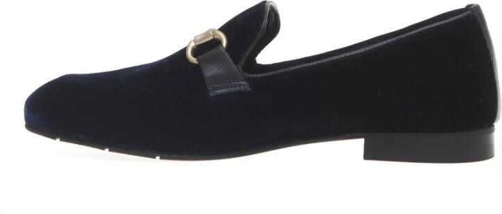 Poesie Veneziane Blauwe Velvet Clamp Loafers