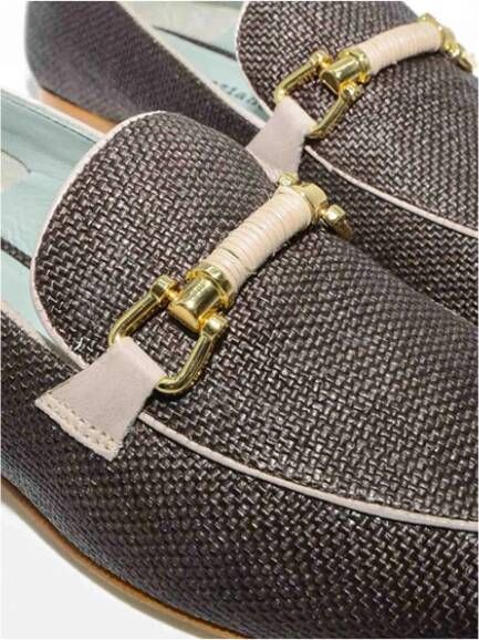 Poesie Veneziane Bruine geweven leren loafers met gouden gesp