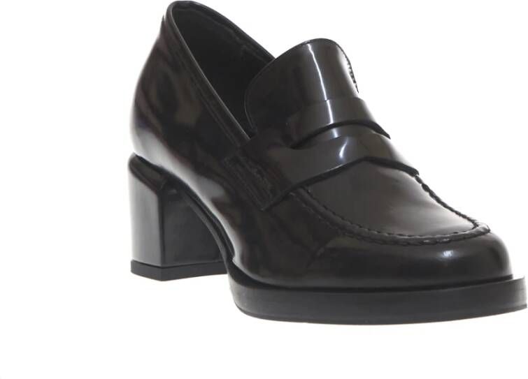 Poesie Veneziane Zwarte Geborstelde 50 Hak Loafers Black Dames