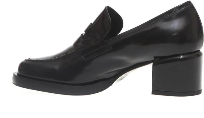 Poesie Veneziane Zwarte Geborstelde Hak Loafers