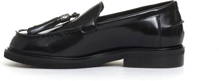 Poesie Veneziane Zwarte leren loafer met kwastjes Black Dames