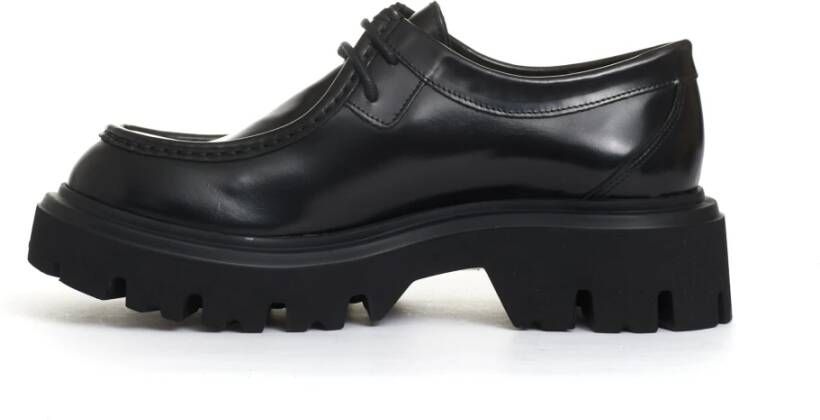 Poesie Veneziane Zwarte Leren Noorse Stijl Schoenen Black Dames