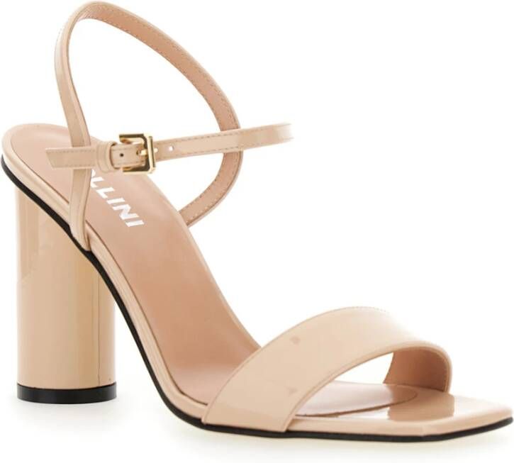 Pollini Beige Lakleren Pumps met Vierkante Neus Beige Dames