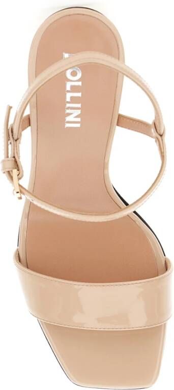 Pollini Beige Lakleren Pumps met Vierkante Neus Beige Dames