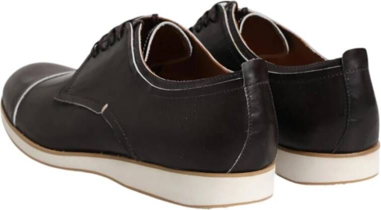 Pollini Donkerbruine Leren Derby Schoenen