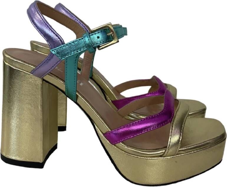 Pollini Multicolor gelamineerde leren sandalen met plateau 40 Meerkleurig Dames