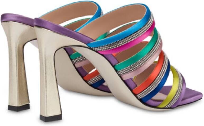 Pollini Multicolor Satijnen en Strass Sandalen Meerkleurig Dames