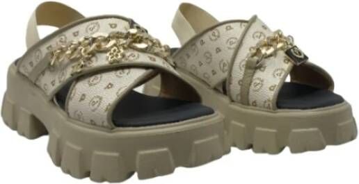 Pollini Trendy en comfortabele platte sandalen voor vrouwen Beige Dames