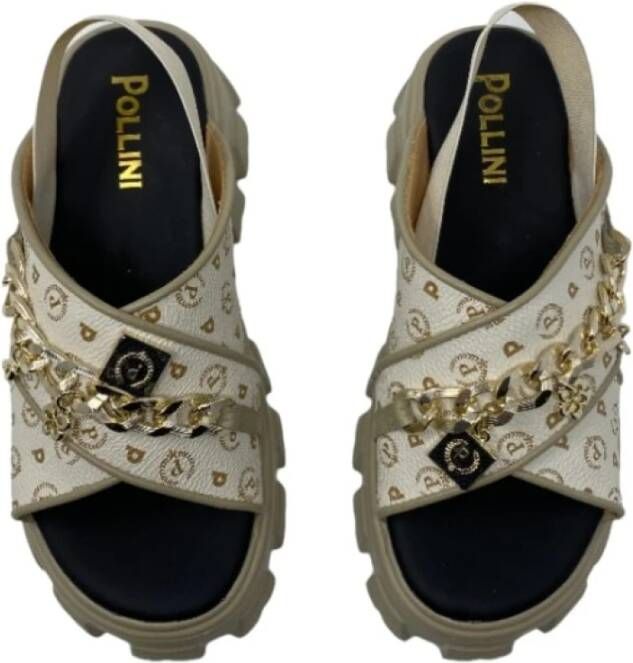 Pollini Trendy en comfortabele platte sandalen voor vrouwen Beige Dames